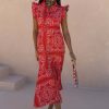 Red Bandana Remi Dress with Leopard Sleeve