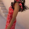 Red Bandana Remi Dress with Leopard Sleeve