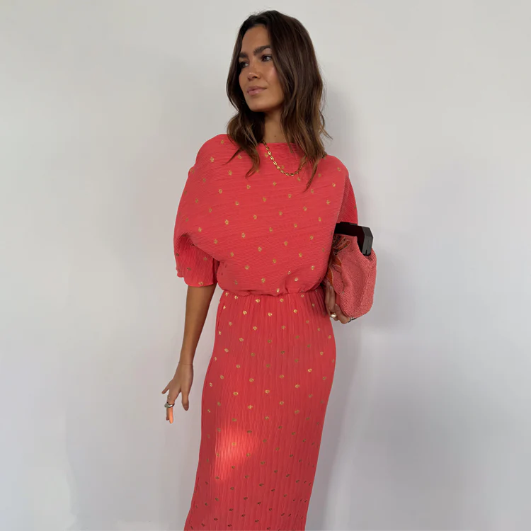 5296-coral-plisse-tilly-dress-1.webp Coral Plisse Tilly Dress