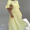 Butter Yellow Shirred Nara Dress