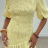 Butter Yellow Shirred Nara Dress