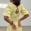 Butter Yellow Shirred Nara Dress