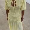 Butter Yellow Shirred Nara Dress