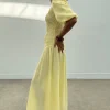 Butter Yellow Shirred Nara Dress