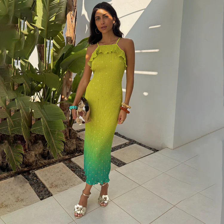 5428-lime-ombre-plisse-claudia-dress-1.webp Lime Ombre Plisse Claudia Dress