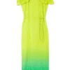 Lime Ombre Plisse Claudia Dress