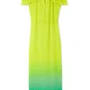 Lime Ombre Plisse Claudia Dress