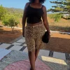 Leopard Lucia Scallop Pocket Long Shorts