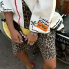 Leopard Lucia Scallop Pocket Long Shorts