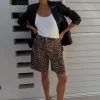 Leopard Lucia Scallop Pocket Long Shorts