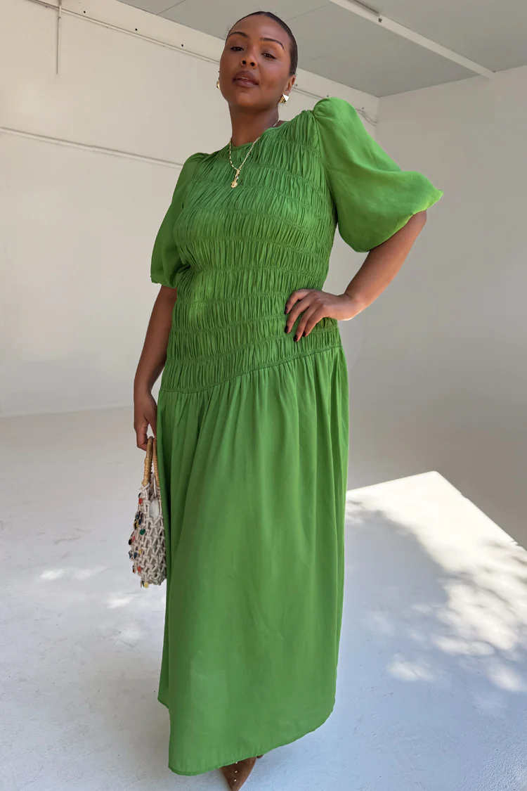5543-green-shirred-nara-dress-2.webp Green Shirred Nara Dress