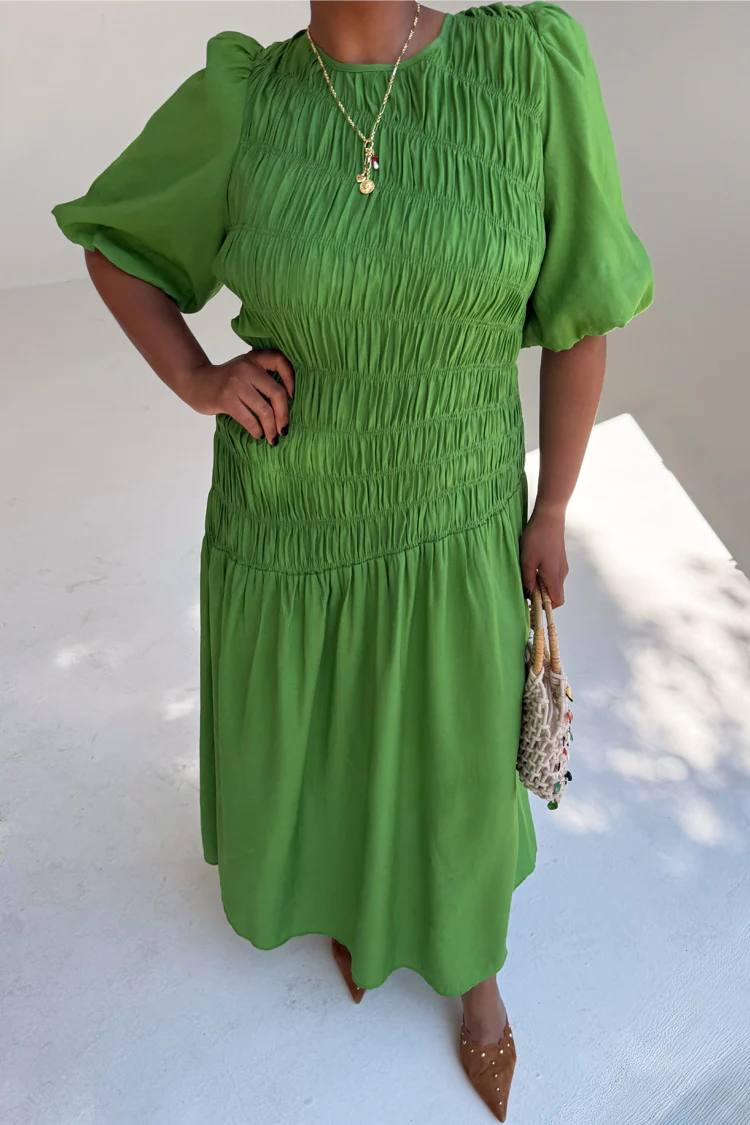 5543-green-shirred-nara-dress-5.webp Green Shirred Nara Dress