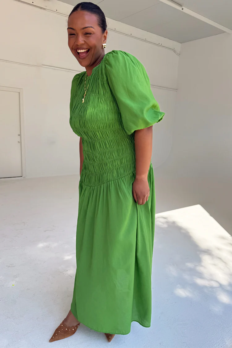 5543-green-shirred-nara-dress-7.webp Green Shirred Nara Dress