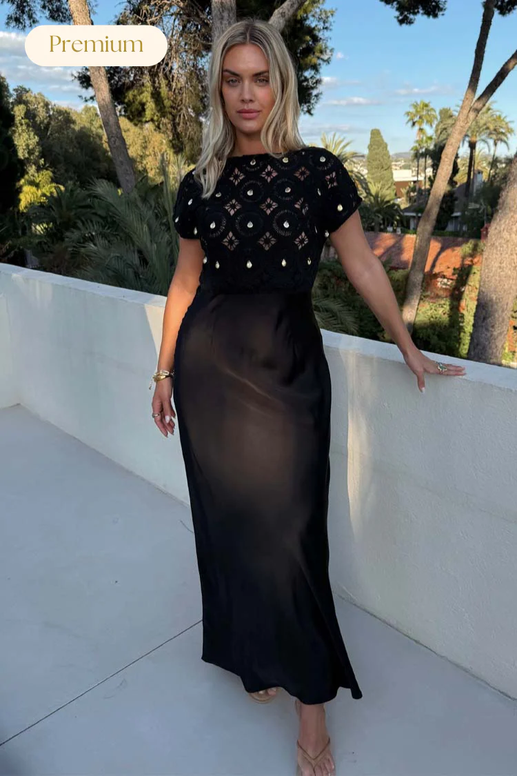 Black Crochet Shell Elodie Dress