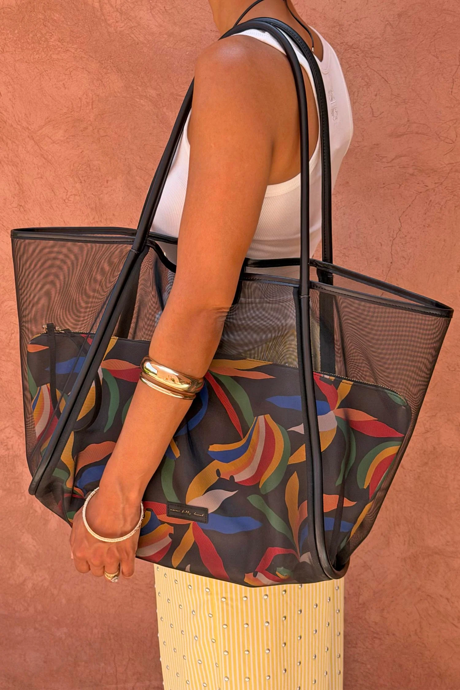 Black Mesh Tote Bag