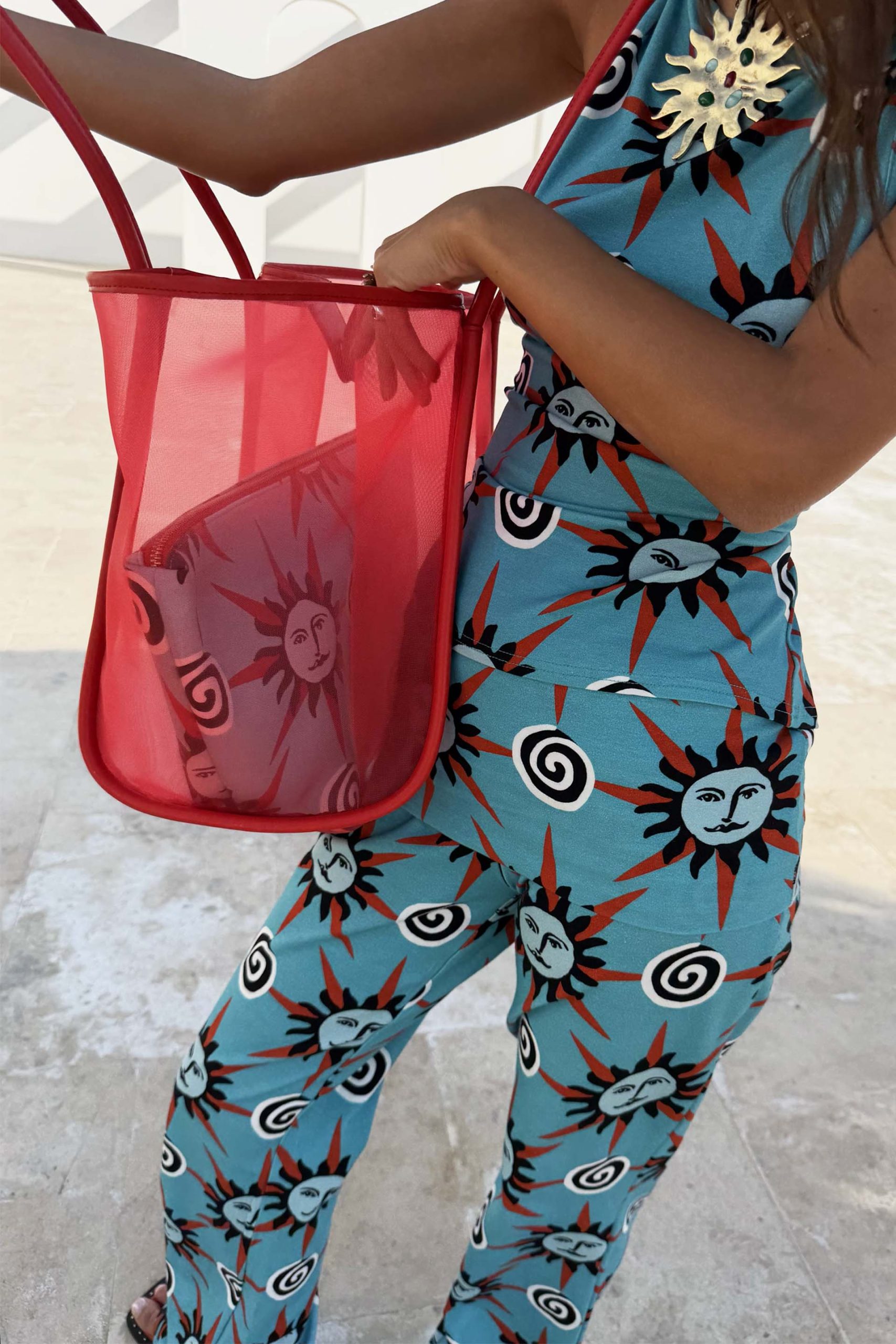 Red Mesh Tote Bag