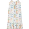 White Island Cross Stitch Maxi Dress