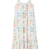White Island Cross Stitch Maxi Dress