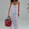 White Island Cross Stitch Maxi Dress