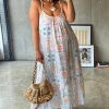White Island Cross Stitch Maxi Dress
