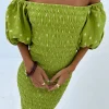 Olive Jojo Dress with Gold Fleck