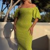 Olive Jojo Dress with Gold Fleck