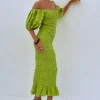 Olive Jojo Dress with Gold Fleck