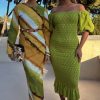 Olive Jojo Dress with Gold Fleck