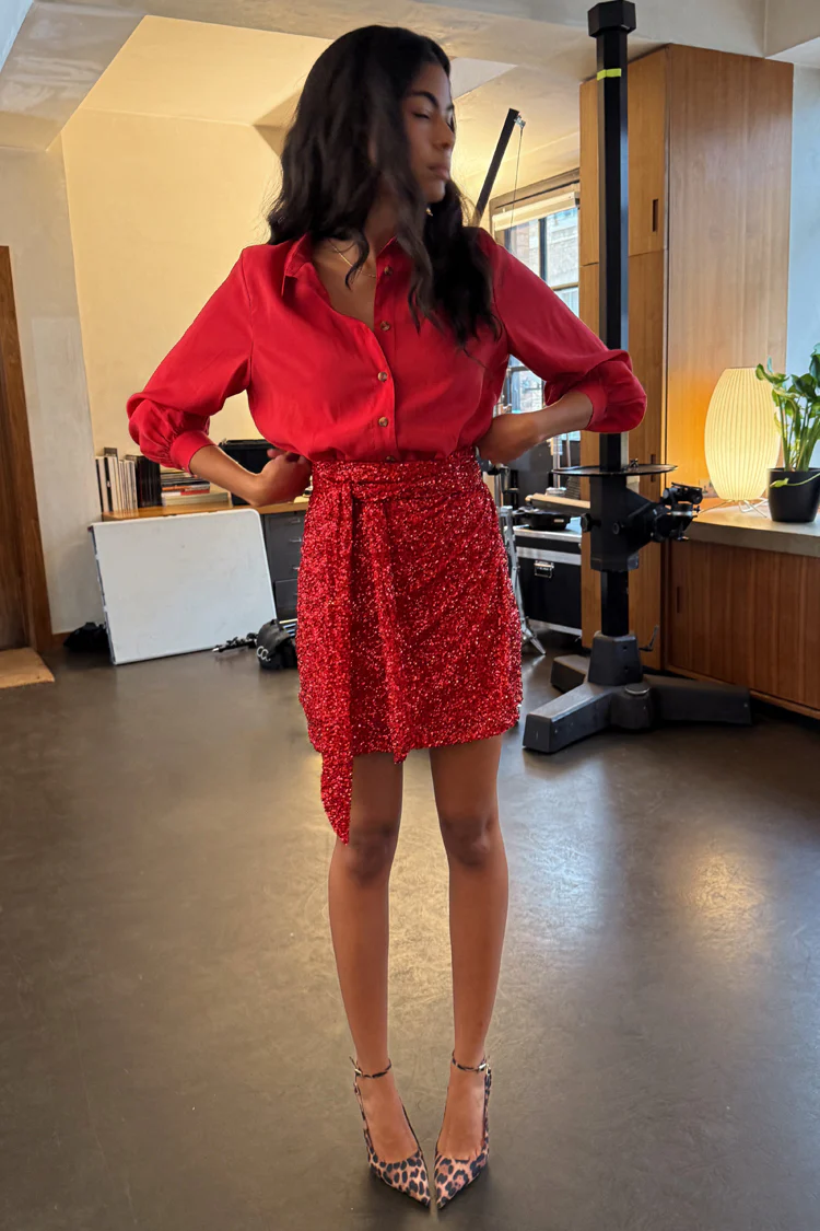 6073-dir-1679091c5a88-6-variation-3.webp Red Sequin Mini Jaspre Skirt