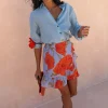 Blue Poppy Mini Jaspre Skirt with Frill