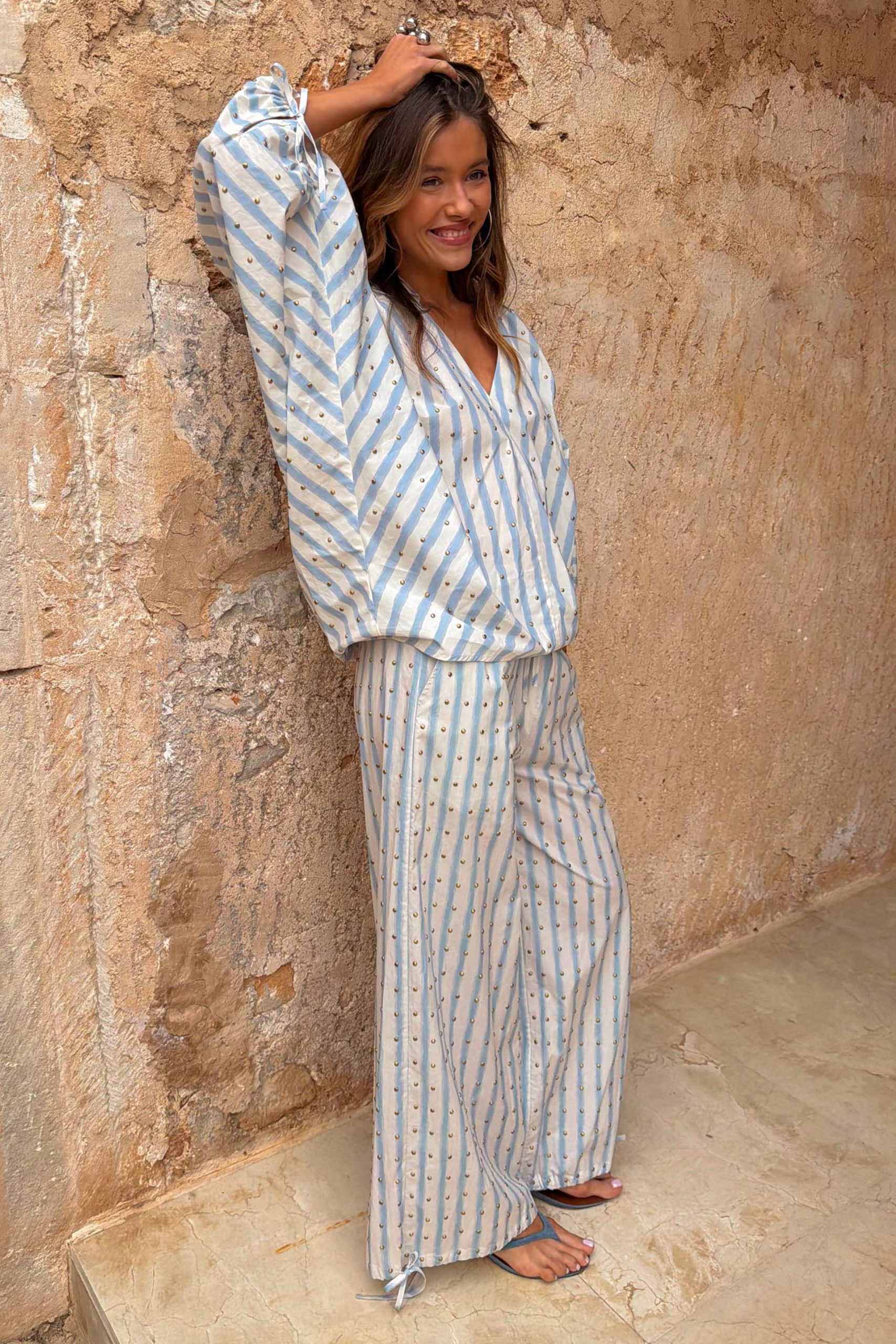 Blue Stripe Balloon Trouser