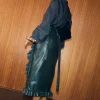 6282-dir-c9f0f895fb98-8-variation-8.webp Bottle Green Vegan Leather Ruffle Jaspre Skirt