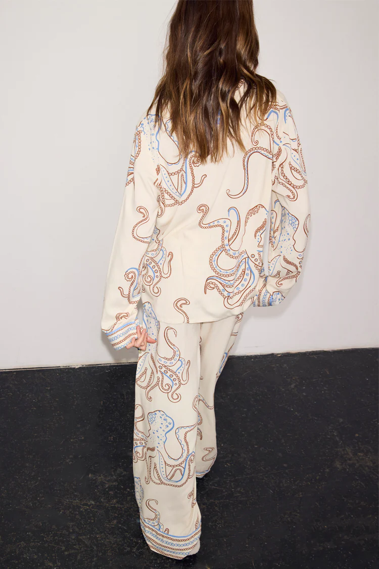 Cream Octopus Button Through Pyjamas