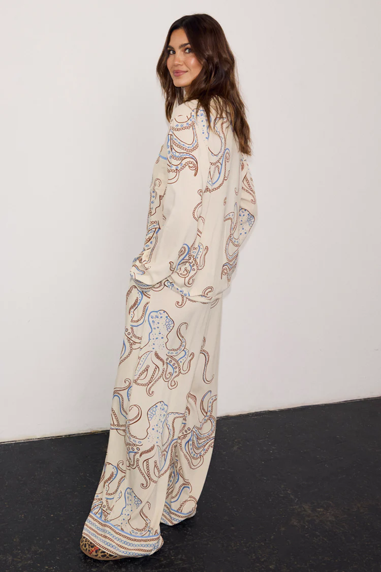 Cream Octopus Button Through Pyjamas