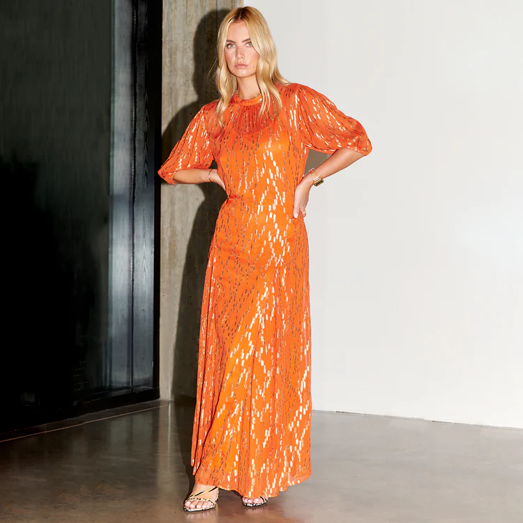 6460-orange-jacquard-bibi-dress-1.webp Orange Jacquard Bibi Dress