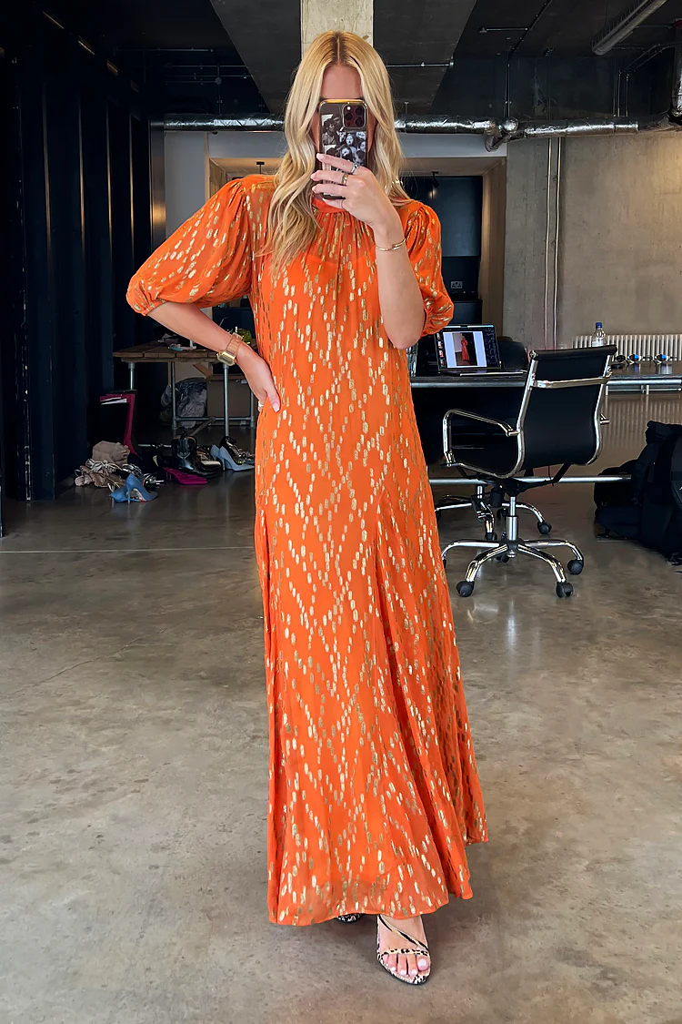 6460-orange-jacquard-bibi-dress-6.webp Orange Jacquard Bibi Dress