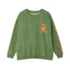 Khaki Sweatshirt with Orange Embroidery