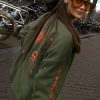 Khaki Sweatshirt with Orange Embroidery