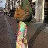 Khaki Sweatshirt with Orange Embroidery