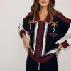 Geometric Knit Cardigan with Embroidery Detail