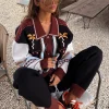 Geometric Knit Cardigan with Embroidery Detail