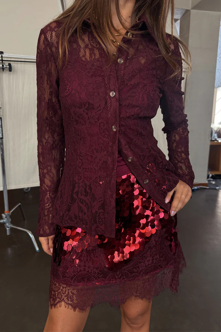 Burgundy Lace Shirt