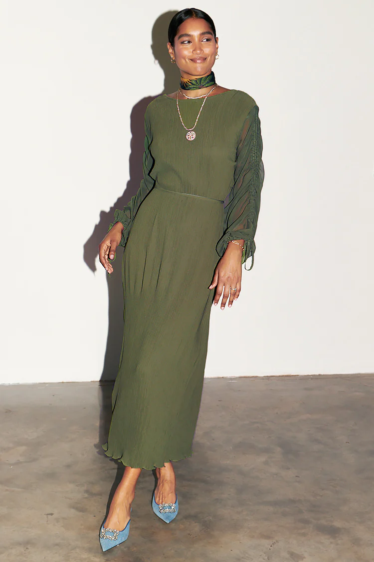 6757-dir-1679091c5a88-6-variation-3.webp Khaki Celia Plisse Dress
