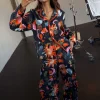 Navy Charm Button Through Pyjamas
