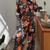 Navy Charm Button Through Pyjamas