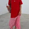 Red and Pink Cara T-Shirt Dress