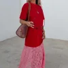 Red and Pink Cara T-Shirt Dress