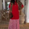 Red and Pink Cara T-Shirt Dress