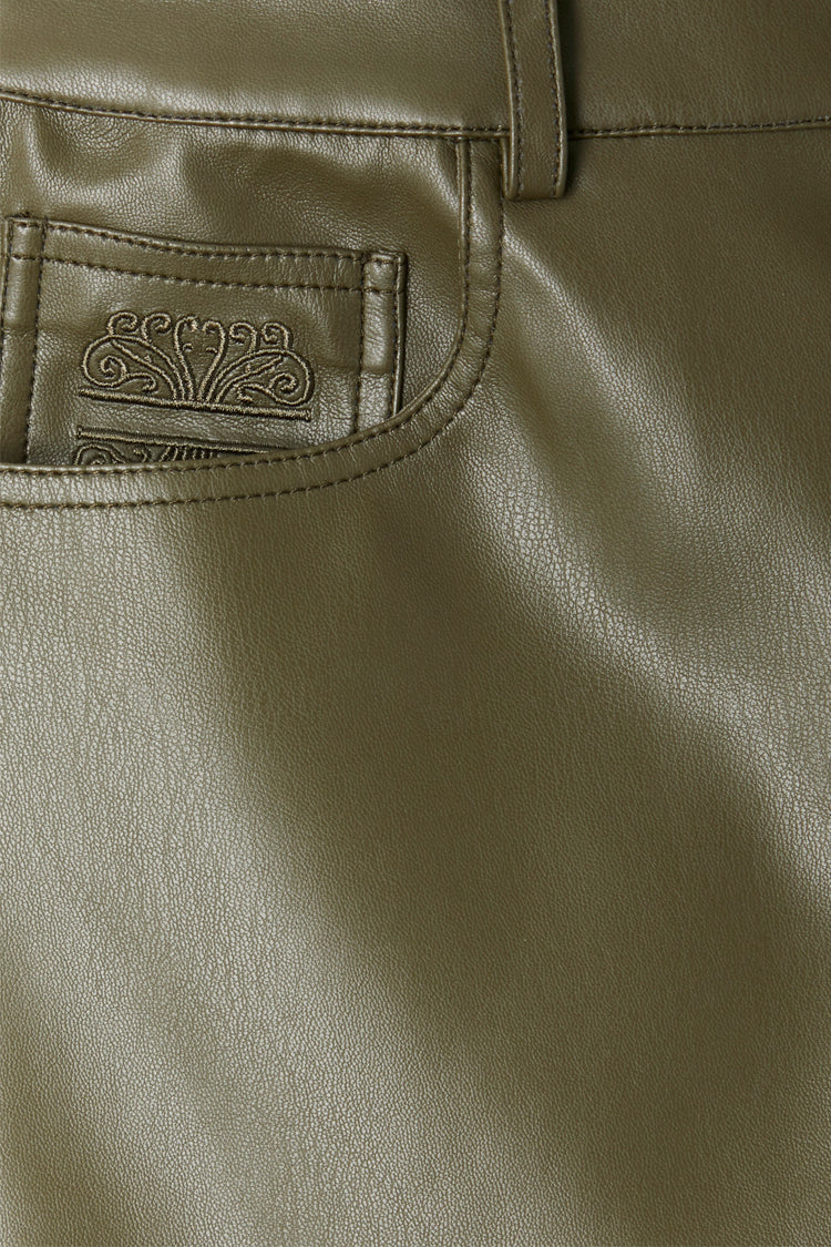 6977-khaki-vegan-leather-trouser-8.jpg Khaki Vegan Leather Trouser