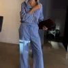Blue Cotton Stripe Jogger